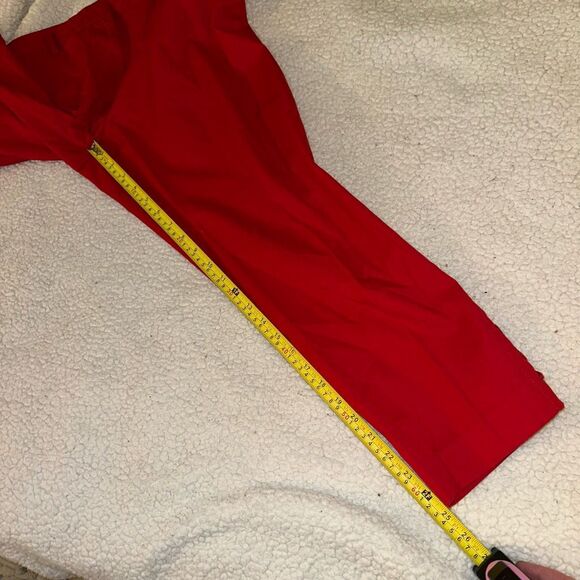 Talbots Women’s Chino Tapered Pants Solid Red Lace Up Ankle Detail 12 EUC - Picture 10 of 11